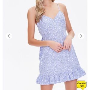 Floral print tie-back mini dress